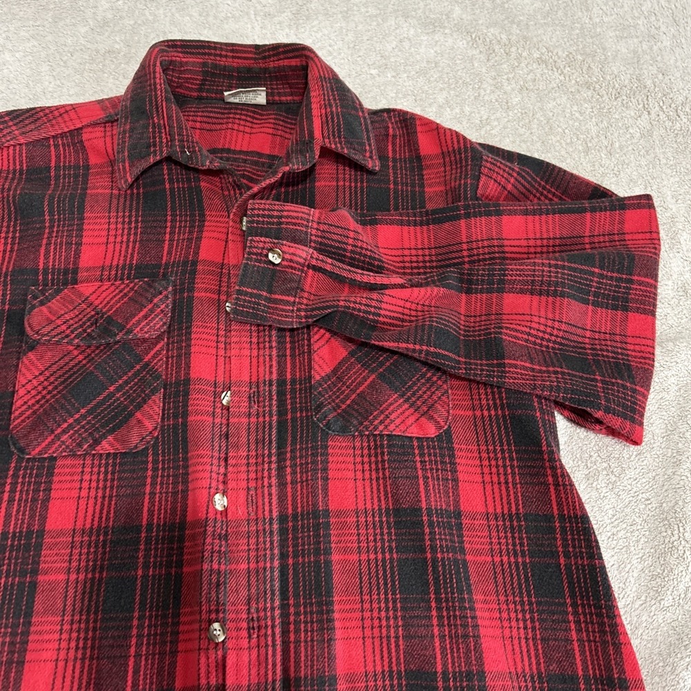 Vintage Five Brother Plaid Thick Flannel Shirt Mens Large USA MADE Long Sleeve